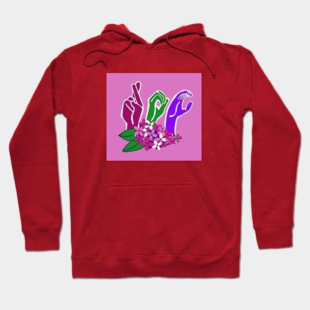 ROC with lilac Hoodie by Laurie Rose Art Studio